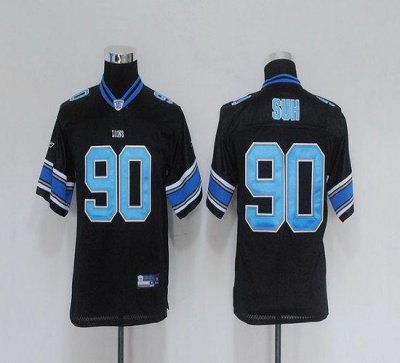 Jerseys Factory Cheap Lions #90 Ndamukong Suh Black Embroidered
