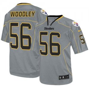 Jerseys Factory Cheap Nike Steelers #56 LaMarr Woodley Lights Ou