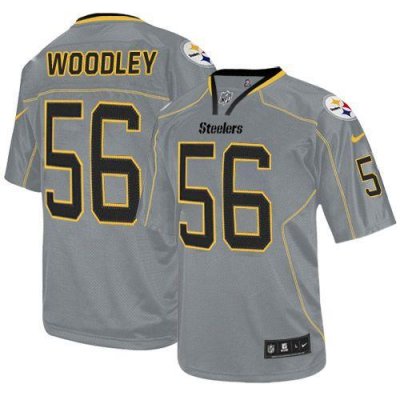 Jerseys Factory Cheap Nike Steelers #56 LaMarr Woodley Lights Ou