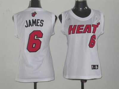 Jerseys Factory Cheap Heat #6 LeBron James White Women Fashion E