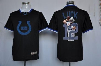Jerseys Factory Cheap Nike Colts #12 Andrew Luck Black Men's NFL
