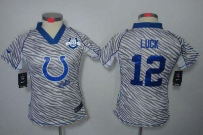 Jerseys Factory Cheap Nike Colts #12 Andrew Luck Zebra With 30TH