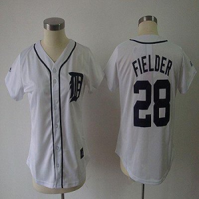 Jerseys Factory Cheap Tigers #28 Prince Fielder White Women's Fa