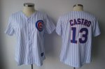 Jerseys Factory Cheap Cubs #13 Starlin Castro White Blue Strip W