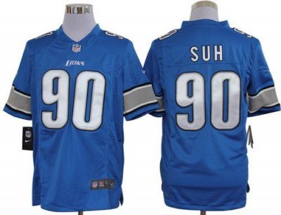 Jerseys Factory Cheap Nike Lions #90 Ndamukong Suh Blue Team Col
