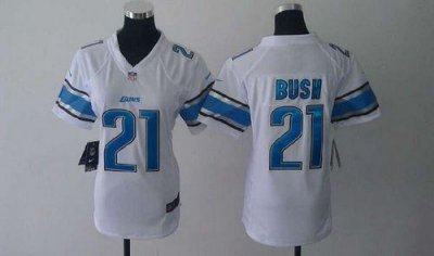 Jerseys Factory Cheap Nike Lions #21 Reggie Bush White Women's E