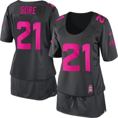 Jerseys Factory Cheap Nike 49ers #21 Frank Gore Dark Grey Women'