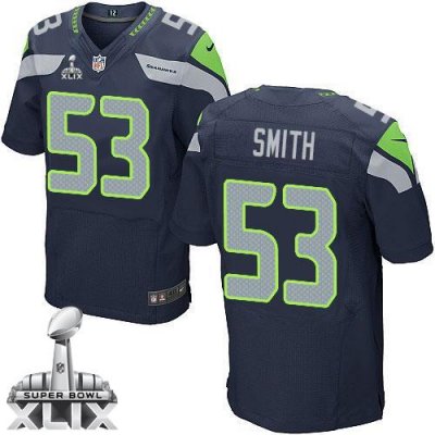 Jerseys Factory Cheap Nike Seahawks #53 Malcolm Smith Steel Blue