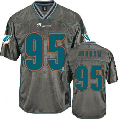 Jerseys Factory Cheap Nike Dolphins #95 Dion Jordan Grey Men's S