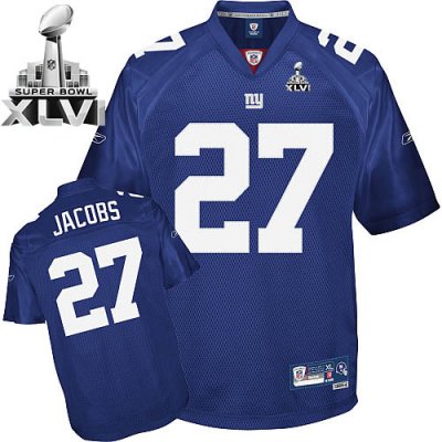 Jerseys Factory Cheap Giants Brandon Jacobs #27 Blue Super Bowl