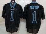 Jerseys Factory Cheap Panthers #1 Cam Newton Lights Out Black St