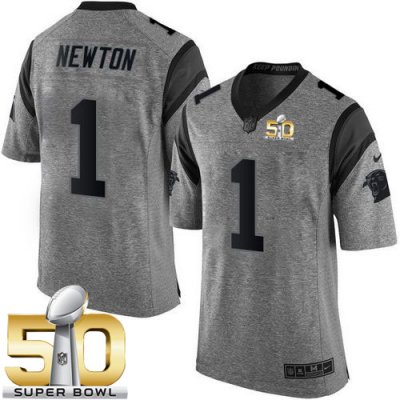 Jerseys Factory Cheap Nike Panthers #1 Cam Newton Gray Super Bow