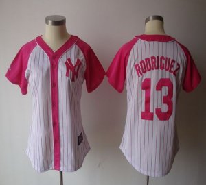 Jerseys Factory Cheap Yankees #13 Alex Rodriguez White/Pink Wome