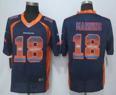 Jerseys Factory Cheap Nike Broncos #18 Peyton Manning Navy Blue