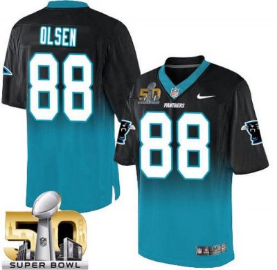 Jerseys Factory Cheap Nike Panthers #88 Greg Olsen Black/Blue Su