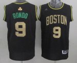 Jerseys Factory Cheap Celtics #9 Rajon Rondo Black(Gold NO.) Sti