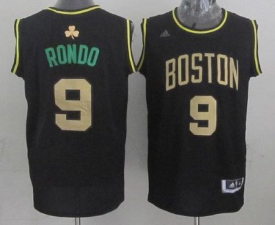 Jerseys Factory Cheap Celtics #9 Rajon Rondo Black(Gold NO.) Sti