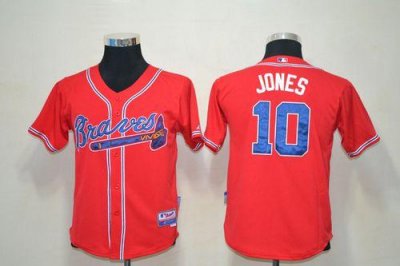Jerseys Factory Cheap Braves #10 Chipper Jones Red Cool Base Emb