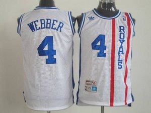 Jerseys Factory Cheap Kings #4 Chris Webber White Throwback Stit