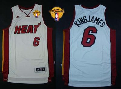 Jerseys Factory Cheap Heat #6 LeBron James White Nickname King J