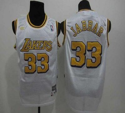 Jerseys Factory Cheap Lakers #33 Abdul-Jabbar White Throwback St