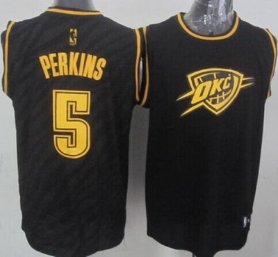 Jerseys Factory Cheap Thunder #5 Kendrick Perkins Black Precious