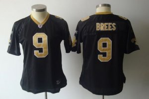 Jerseys Factory Cheap Saints #9 Drew Brees Black Women's Team Co