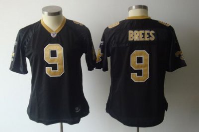Jerseys Factory Cheap Saints #9 Drew Brees Black Women's Team Co