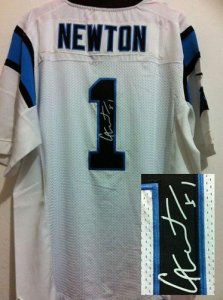 Jerseys Factory Cheap Nike Panthers #1 Cam Newton White Men's Em