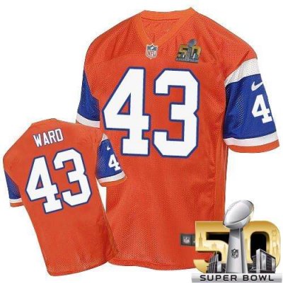 Jerseys Factory Cheap Nike Broncos #43 T.J. Ward Orange Throwbac