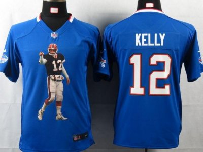 Jerseys Factory Cheap Nike Bills #12 Jim Kelly Royal Blue Team C