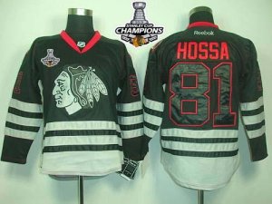 Jerseys Factory Cheap Blackhawks #81 Marian Hossa Black Ice Embr
