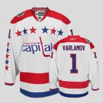 Jerseys Factory Cheap Capitals #1 Semyon Varlamov Embroidered Wh