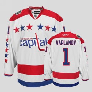 Jerseys Factory Cheap Capitals #1 Semyon Varlamov Embroidered Wh