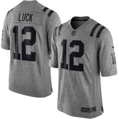 Jerseys Factory Cheap Nike Colts #12 Andrew Luck Gray Men's Stit
