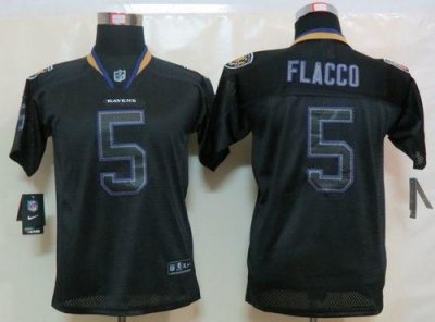 Jerseys Factory Cheap Nike Ravens #5 Joe Flacco Lights Out Black