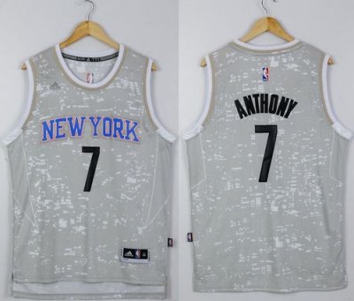 Jerseys Factory Cheap Knicks #7 Carmelo Anthony Grey City Light