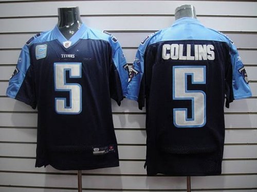 Jerseys Factory Cheap Titans #5 Kerry Collins Stitched Dark Blu