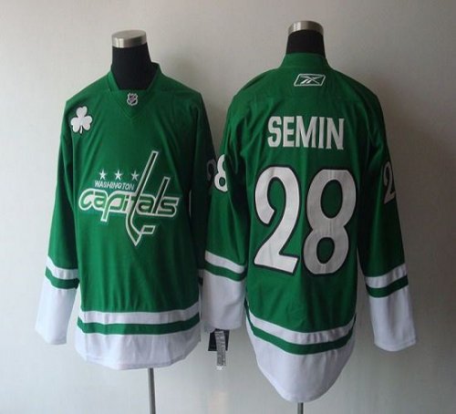 Jerseys Factory Cheap Capitals #28 Alexander Semin Green St. Pat