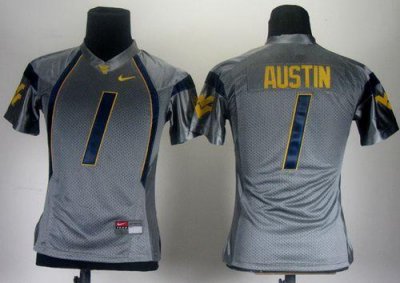 Jerseys Factory Cheap Mountaineers #1 Tavon Austin Grey Women's