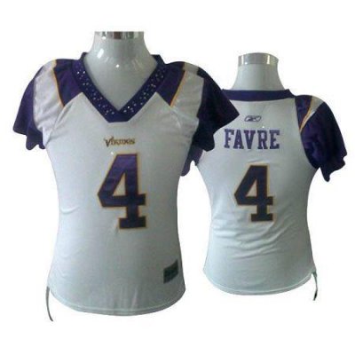 Jerseys Factory Cheap Vikings #4 Brett Favre White Women's Field