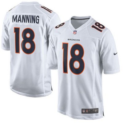 Jerseys Factory Cheap Nike Broncos #18 Peyton Manning White Men'
