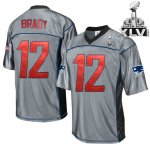 Jerseys Factory Cheap Patriots #12 Tom Brady Grey Shadow Super B