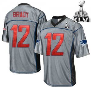 Jerseys Factory Cheap Patriots #12 Tom Brady Grey Shadow Super B
