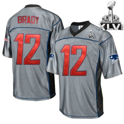 Jerseys Factory Cheap Patriots #12 Tom Brady Grey Shadow Super B
