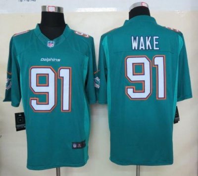 Jerseys Factory Cheap Nike Dolphins #91 Cameron Wake Aqua Green