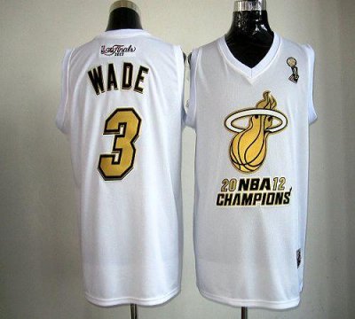 Jerseys Factory Cheap Heat #3 Dwyane Wade White Majestic 2012 NB