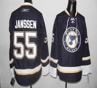 Jerseys Factory Cheap Blues #55 Cam Janssen Dark Blue Embroidere