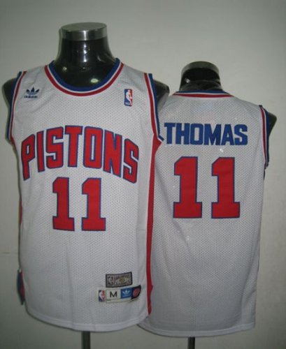 Jerseys Factory Cheap Throwback Pistons #11 Thomas White Stitche
