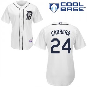 Jerseys Factory Cheap Tigers #24 Miguel Cabrera White Cool Base